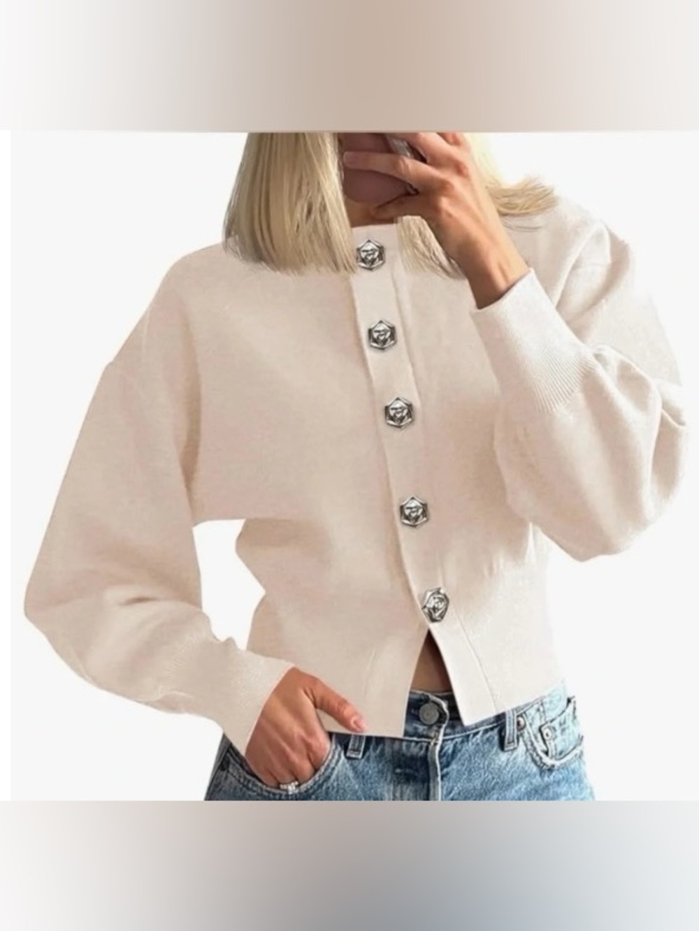 NWT Saodimallsu Button up Cardigan with lantern sleeves XXL